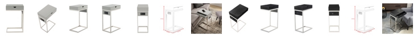 Loft Lyfe Adorna End C-Table with Drawer USB Charging Ports and Outlets